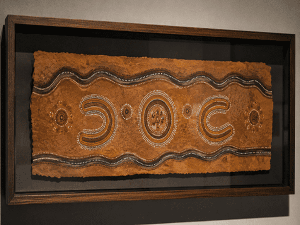 A Complete Guide on How To Frame Aboriginal Art 4 Aboriginal ochre artwork protected and displayed in a custom shadow box frame